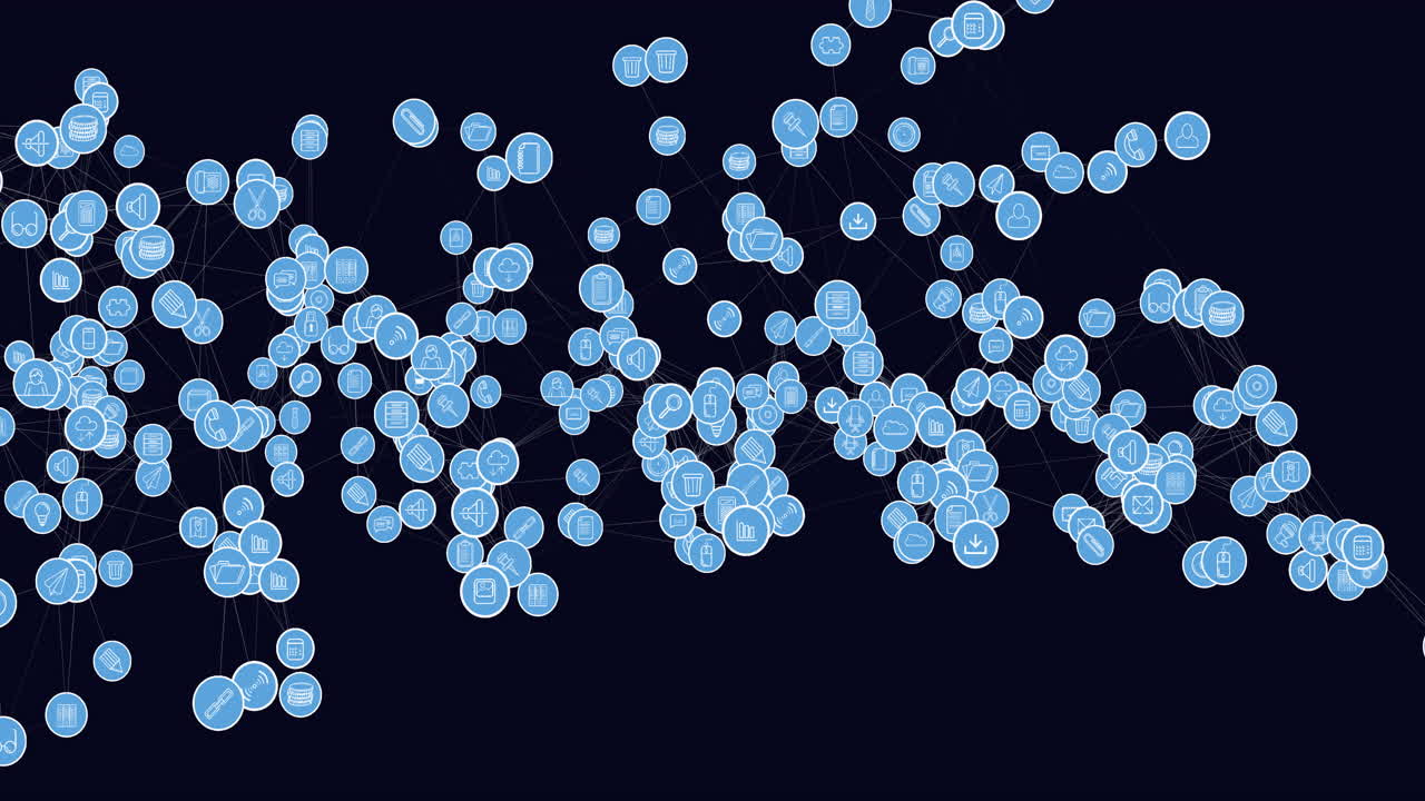 디지털 아이콘으로 연결 네트워크의 애니메이션