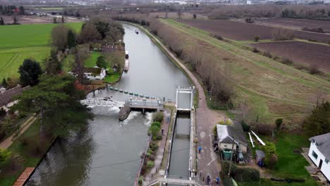 baits bite lock river cam cambridgeshire uk aerial drone footage