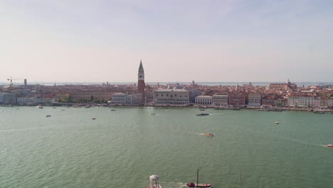 view of venezia city san marcos from san giorgio maggiore bell tower on a sunny day