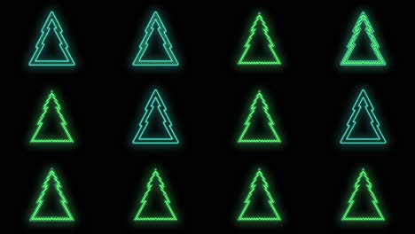 Patrón-De-árboles-De-Navidad-Verde-Neón-En-Degradado-Negro