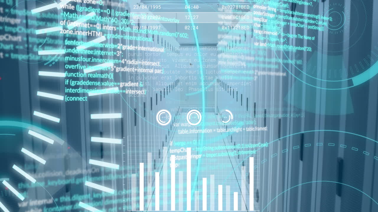 컴퓨터 서버를 통해 금융 데이터 처리의 애니메이션