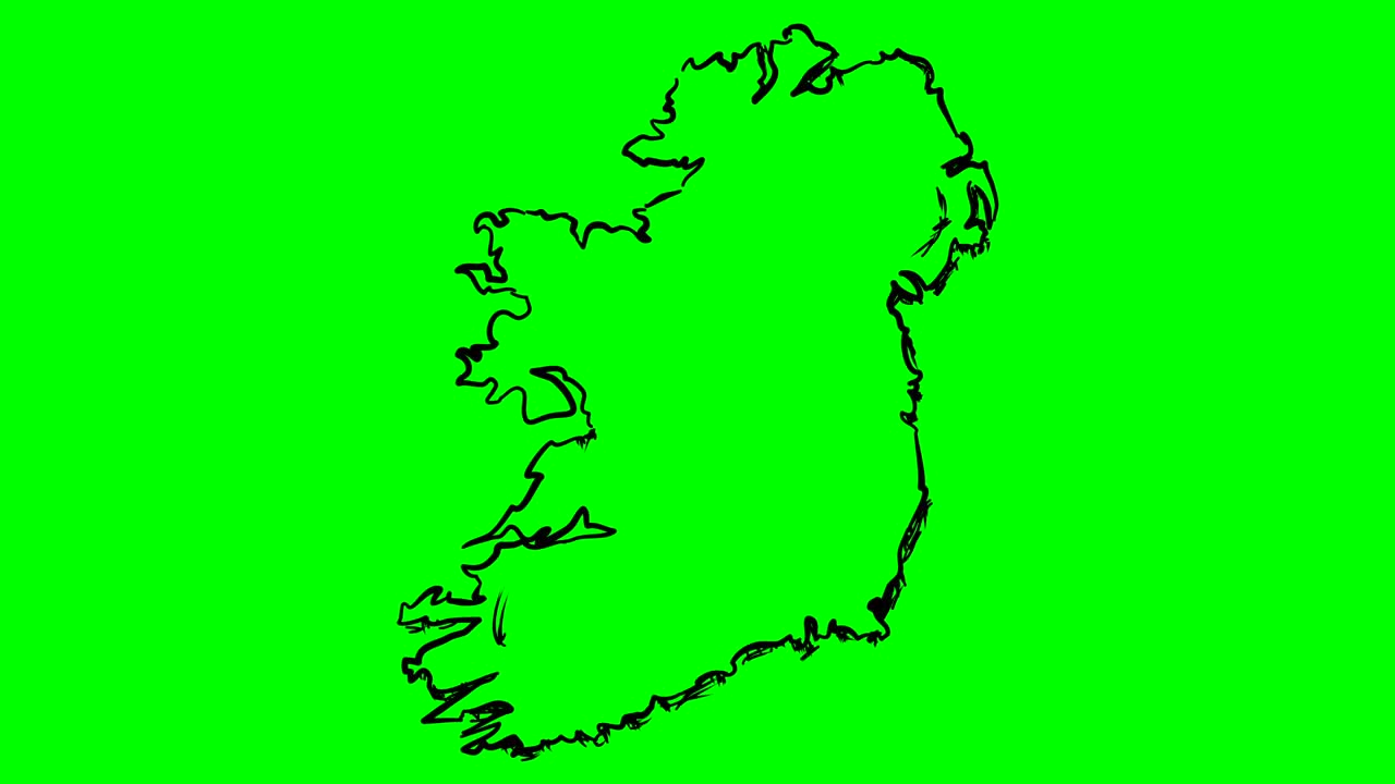 아일랜드 그림 윤 지도 초록색 화면 고립 화이트 보드