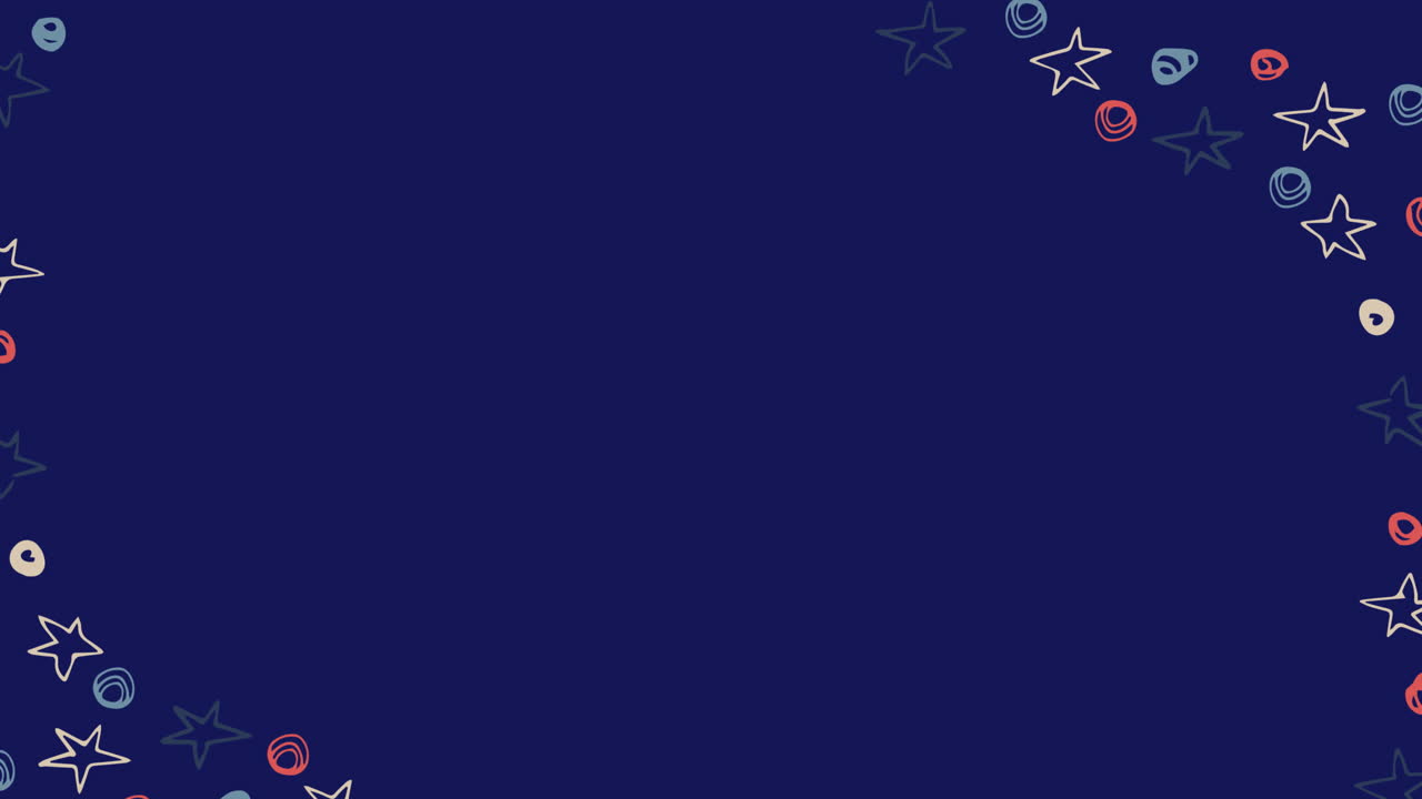 파란색 배경에 복사 공간이 있는 미국 국기 패턴과 색상의 애니메이션