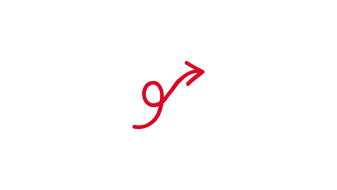 Animated Red Hand-Drawn Arrow Drawing on White Background