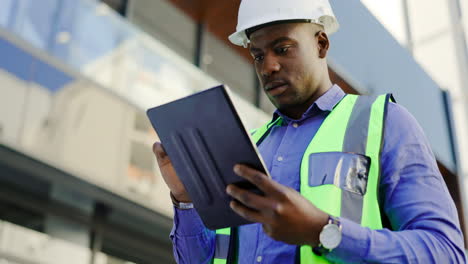 tablet, engineering and construction of black man