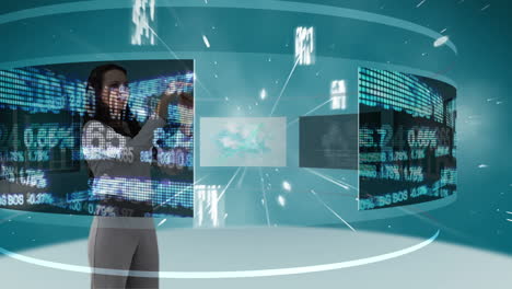 Animation-of-a-businesswomen-looking-at-futuristic-interface