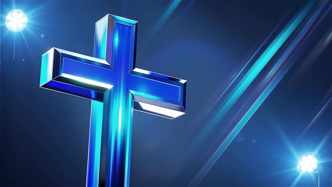 Croce Cristiana Luce Celestiale Sfondo per il Culto.