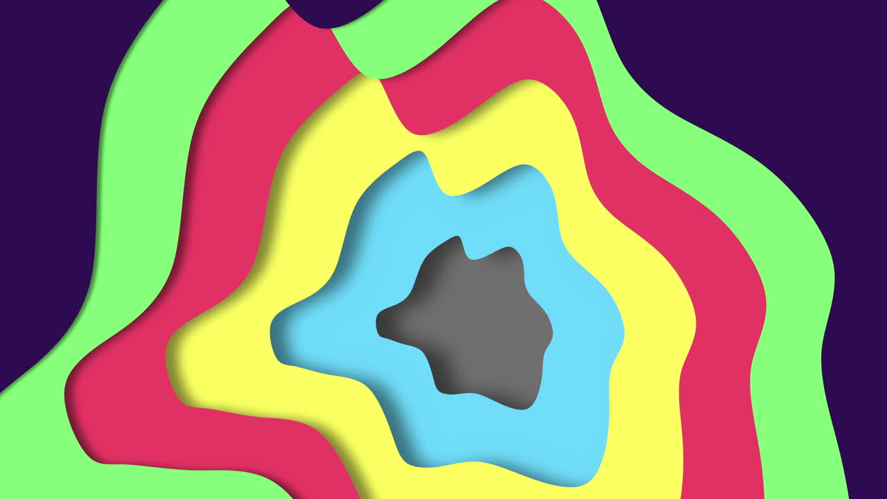 un vibrante y caprichoso remolino de colores sobre un fondo púrpura