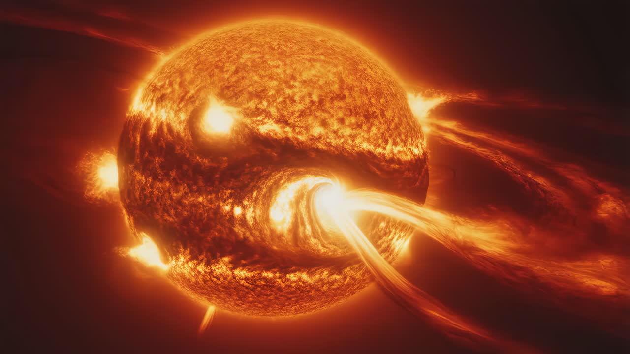 Powerful Solar Flare Erupting from a Star