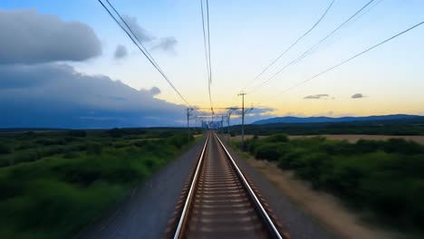 train tracks at sunset