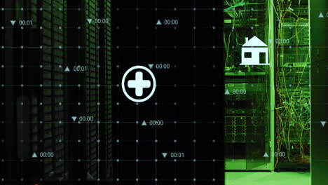 animación del procesamiento de datos a través de servidores informáticos