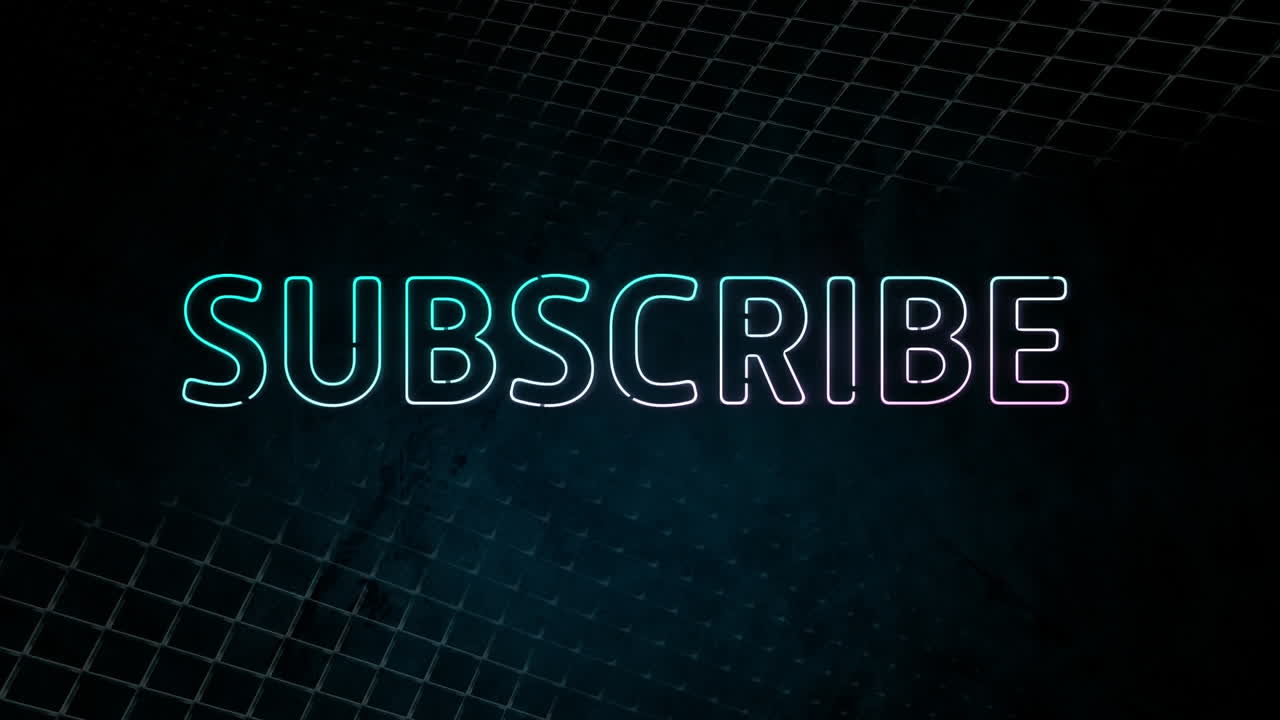 animación de la palabra de estilo neón suscribirse parpadeando en fondo oscuro