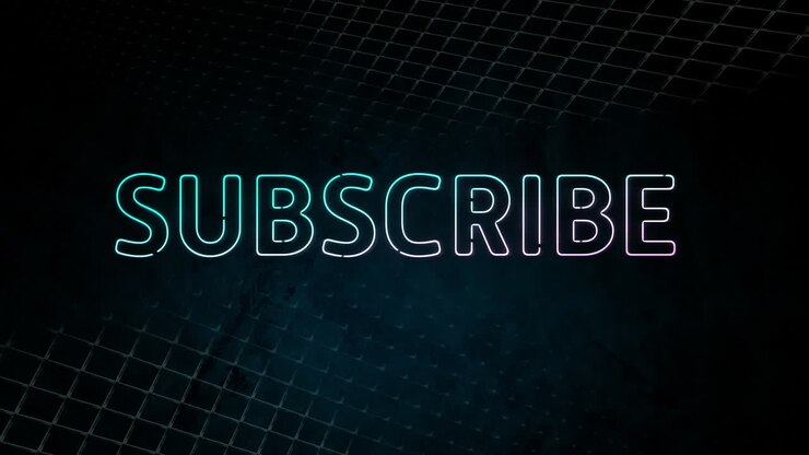 Animation of neon style word Subscribe flickering on dark background