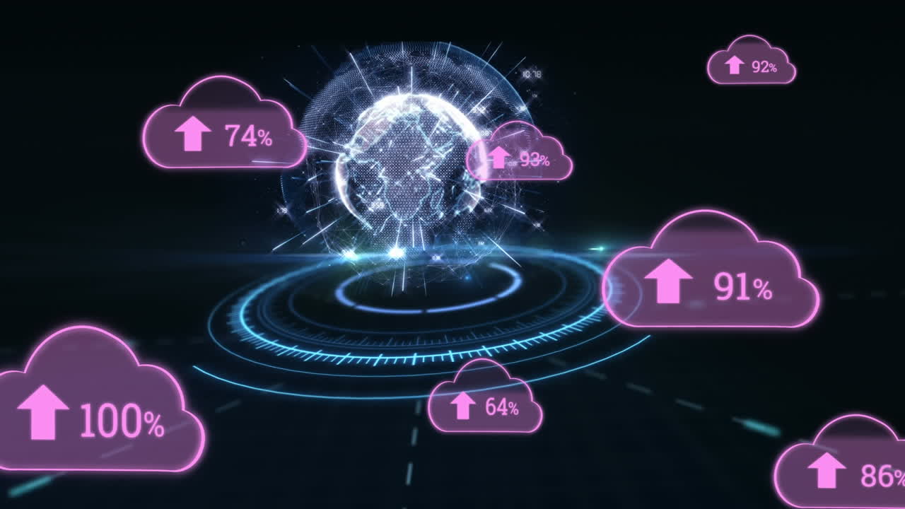 전 세계적으로 점점 더 많은 수의 구름의 애니메이션