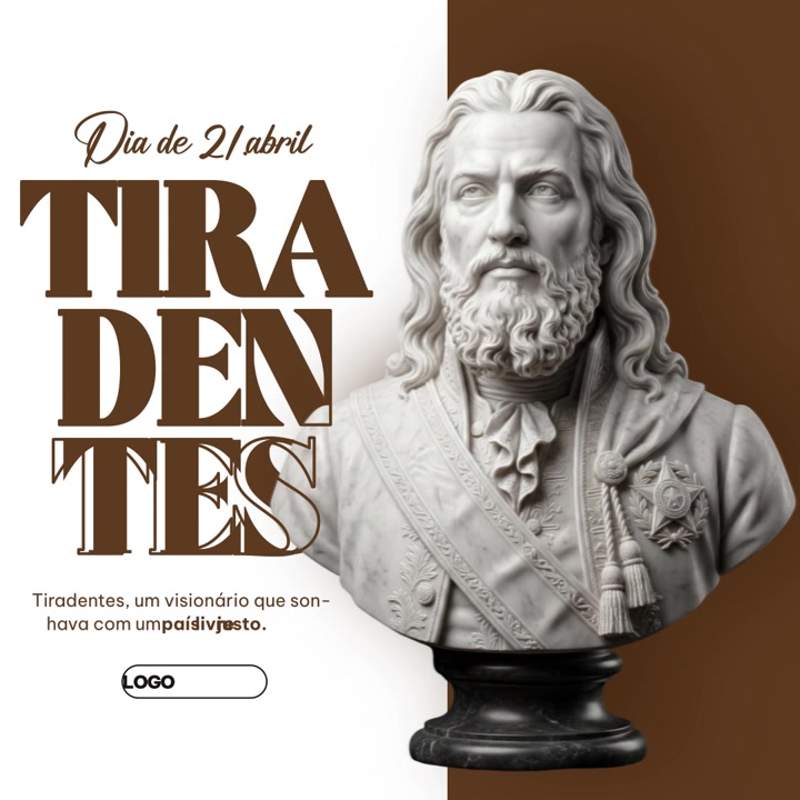 Grafica commemorativa della Giornata di Tiradentes con busto di Joaquim Jose da Silva Xavier