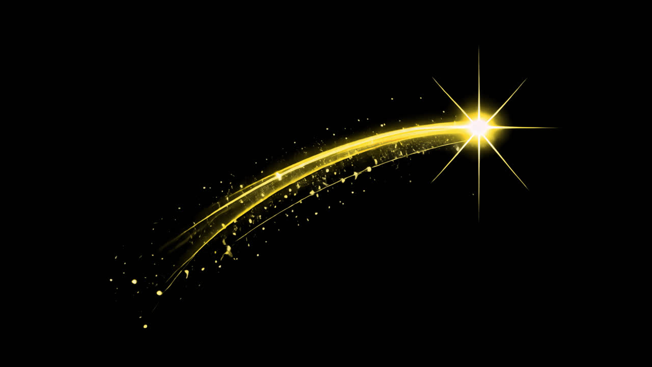 Glowing star trail arc animated overlay, transparent 4K video, alpha channel, ProRes 4444