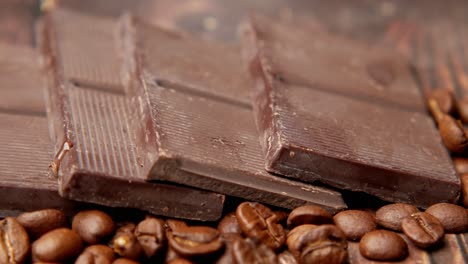 dark chocolate bars with coffee beans