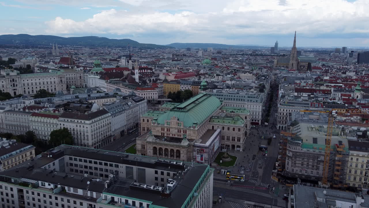Aerial Pullback Vienna City in Austria in 2025