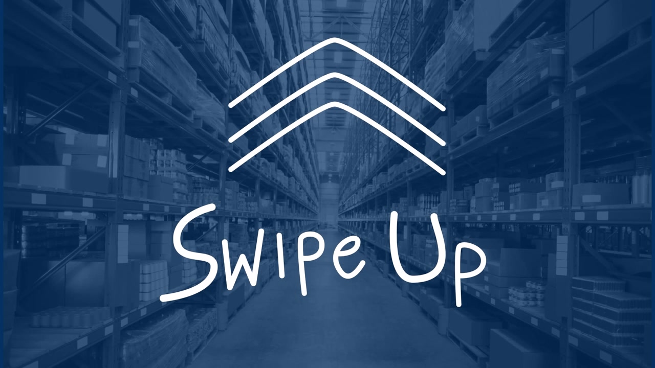 Animation of swipe up text over warehouse