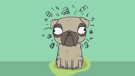 Animation-of-dog-icon-with-copy-space-on-green-background