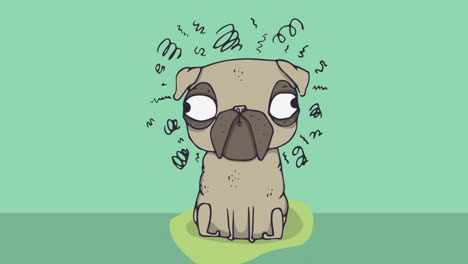 animation of dog icon with copy space on green background