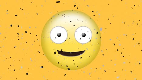 Animation-of-confetti-falling-over-stuck-out-tongue-winking-emoji-on-yellow-background
