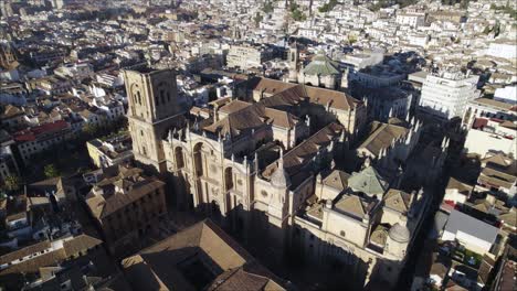 impressive baroque architecture of granada cathedral, spain; aerial