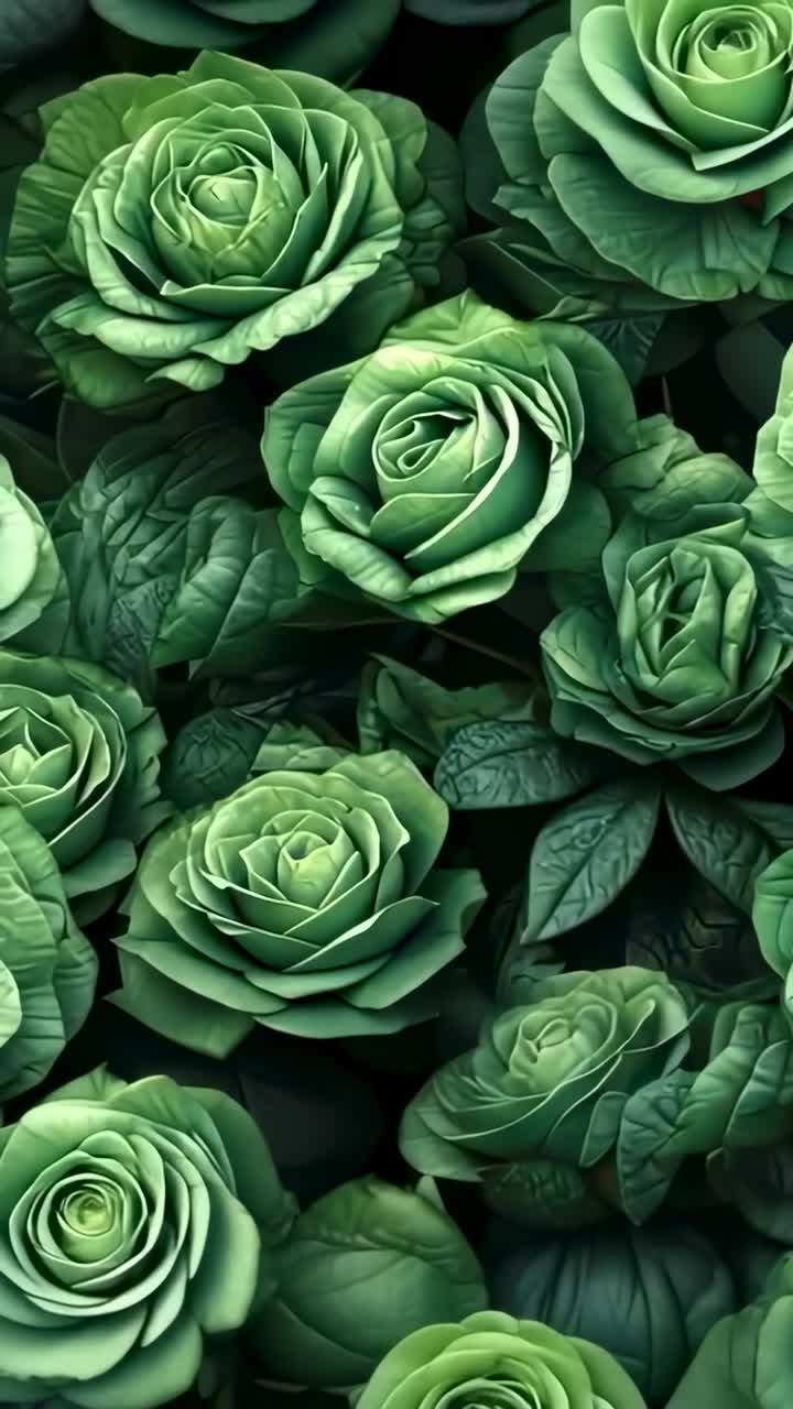 Vertical video: Minimal camera shifting panning dense cluster of green rosette plants in macro shot