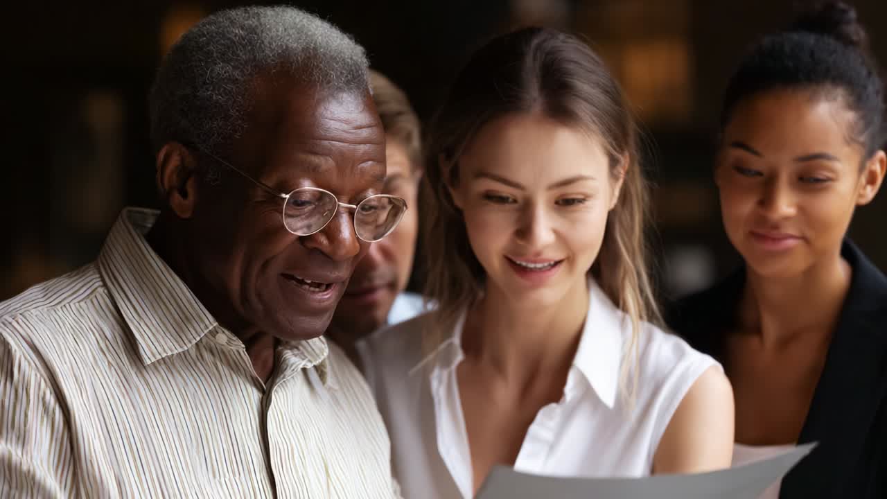 Enthusiastic Engagement and Mutual Collaboration: A Diverse Group of Individuals Sharing Insightful Conversations Over Written Materials in a Cozy Environment