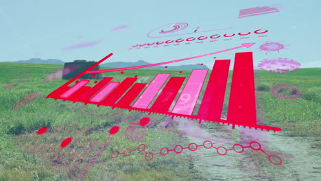 animación del procesamiento de datos sobre el paisaje