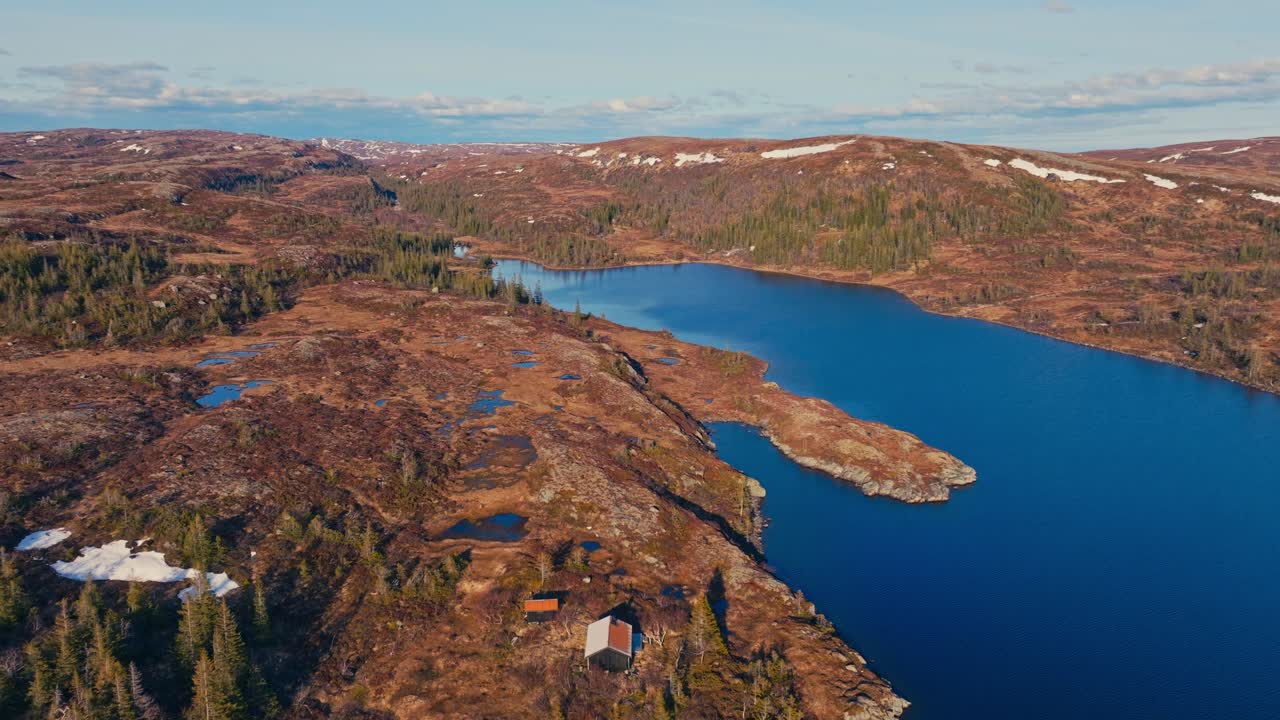 Aerial View Over Reinsjoen Lake Of Norway - Drone Shot