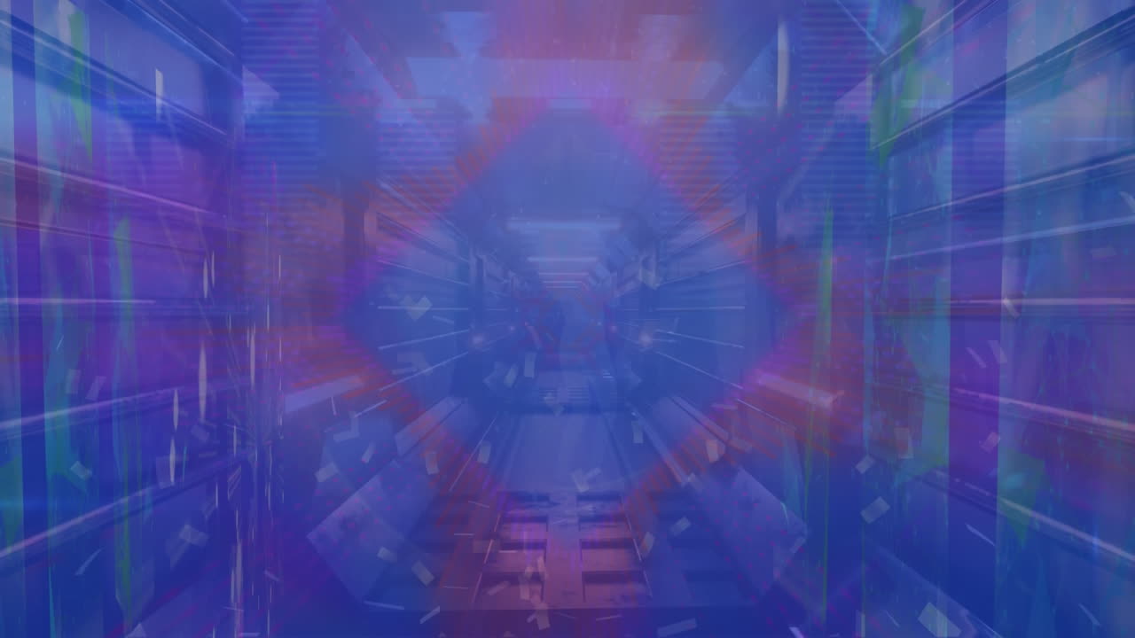 Animation of shapes over digital tunnel