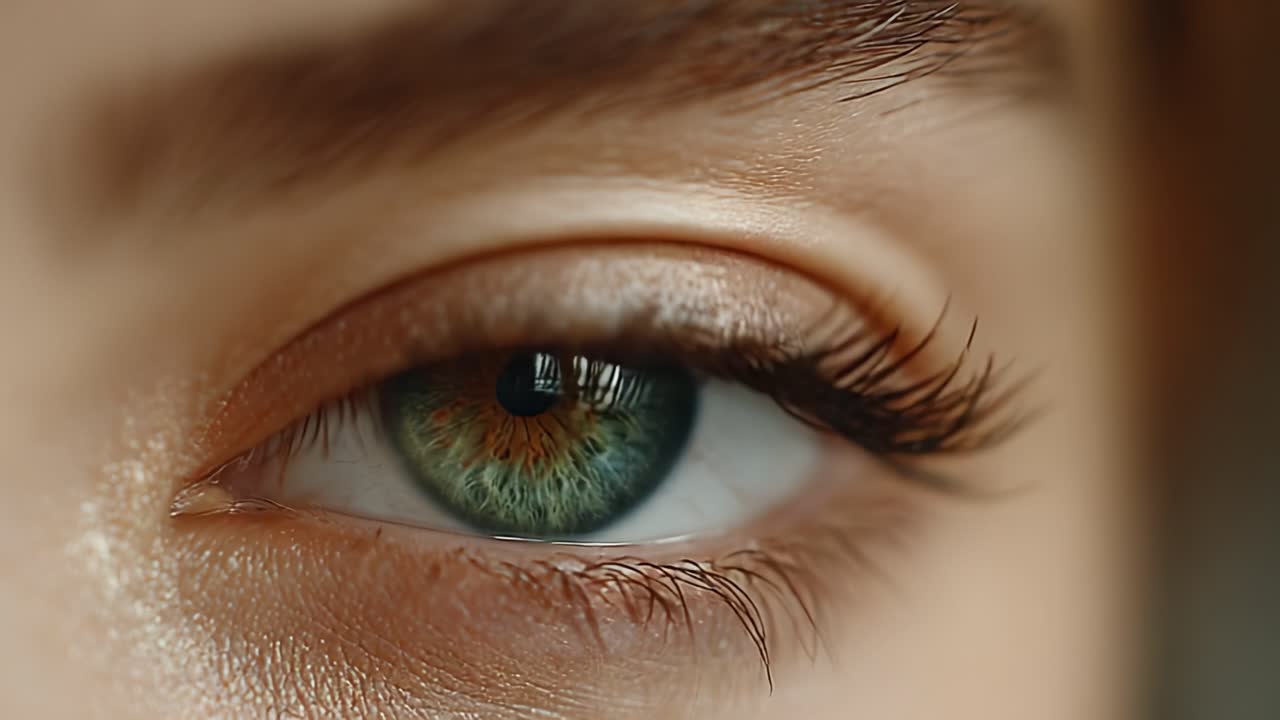 Un primo piano ravvicinato di un bellissimo occhio, che cattura le complessità di colore e texture in un ritratto incredibilmente dettagliato e coinvolgente.
