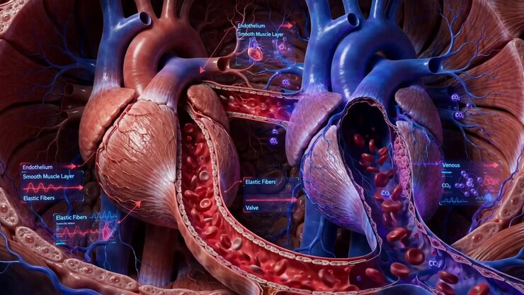 Artery And Vein Comparison 3D, Heart Circulation System