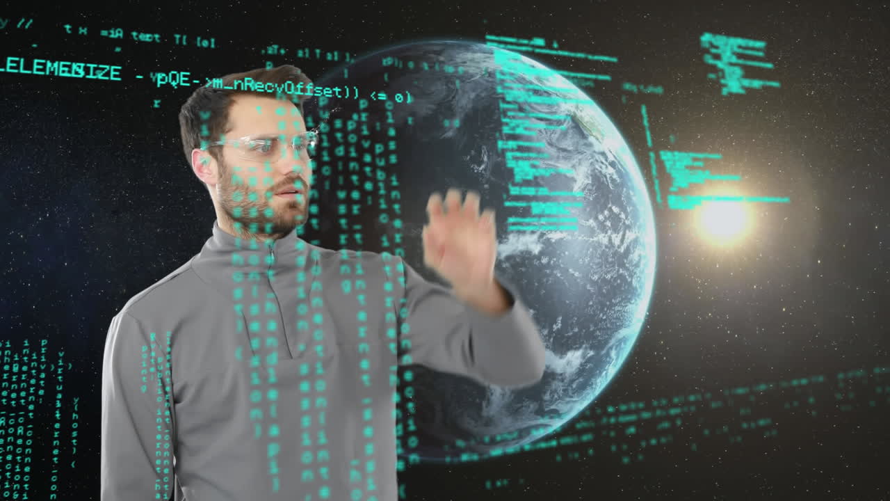 hombre usando una pantalla táctil