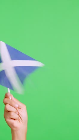 hand waving a pennant of a scottish national flag