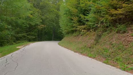 point of view footage while driving down a road in rural