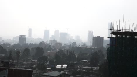 Addis ababa during the rain and covered with fog Slow-Mo.