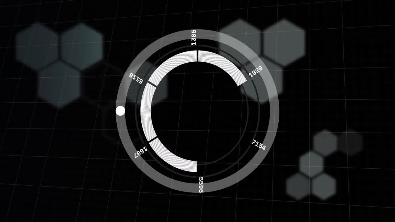 검은색 배경에 있는 데이터 처리 및 모양의 애니메이션