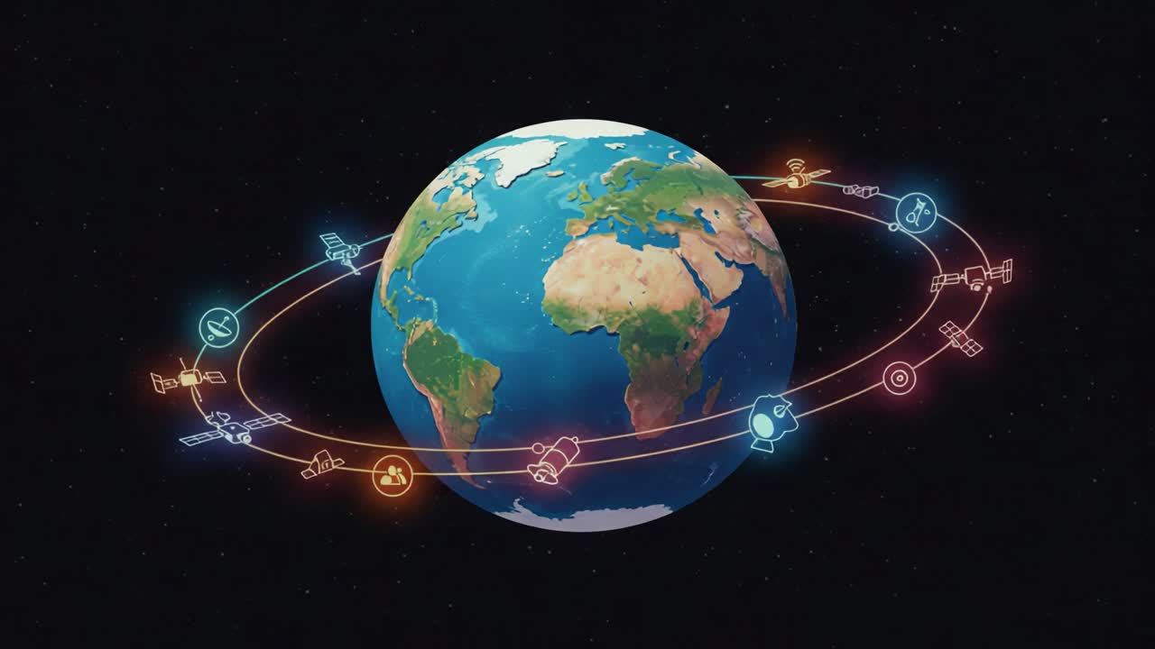 Exploring the Dynamics of Satellite Orbits Around Earth: A Visual Representation of Satellite Networks and Their Impact on Global Communication and Navigation Systems