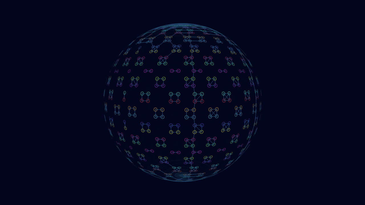Ethereal 3d sphere interconnected lines and shapes in blue and purple