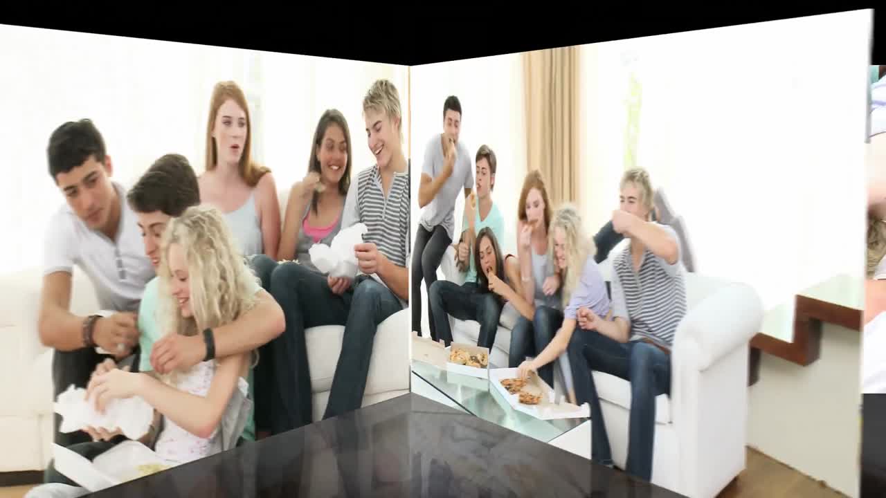 행복한 십대들이 즐겁게 지내는 몬태지