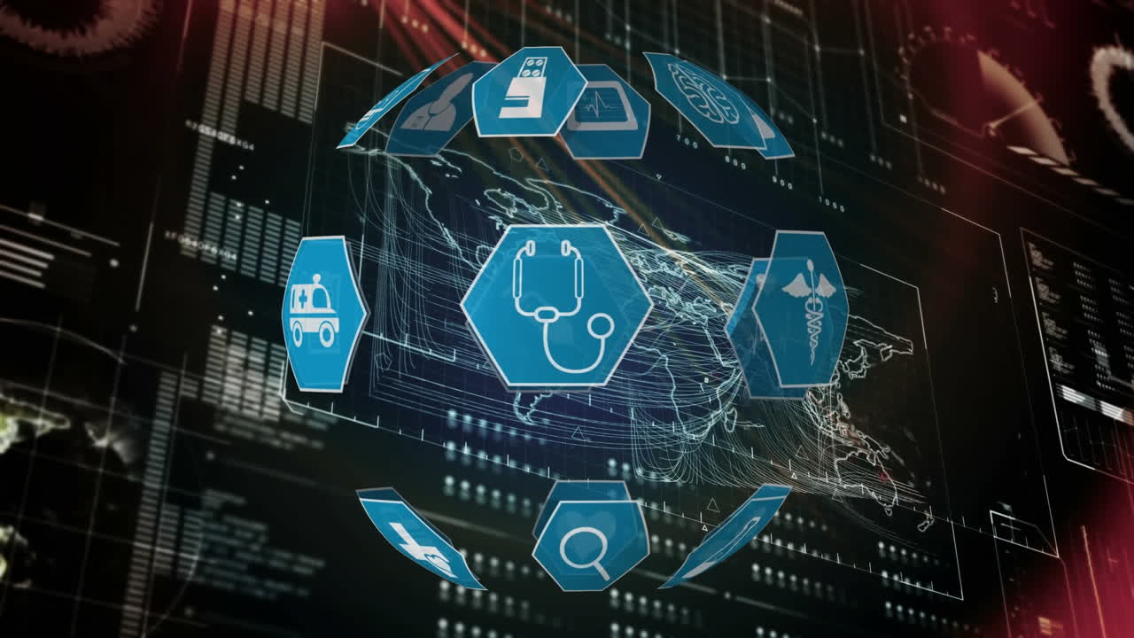 iconos médicos y interfaz futurista