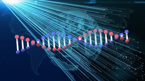 Animation-Des-Globus-Mit-DNA-Strang-Und-Netzwerk-Von-Verbindungen