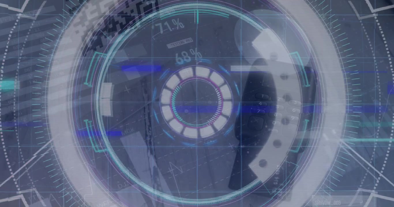 Animation of turning blue and blue scope scanning over unk
