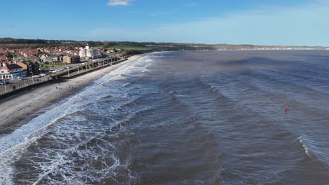 pull back drone aerial reverse reveal bridlington seaside town yorkshire uk