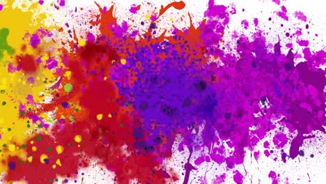 Animation-of-multi-coloured-splashes-of-paint-on-white-background