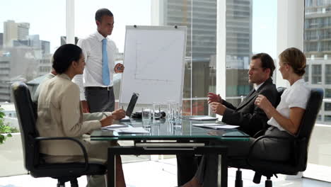 business people discussing the presentation