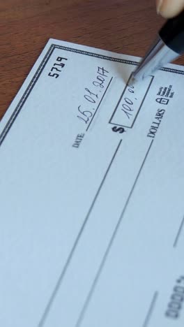 writing a cheque for payment