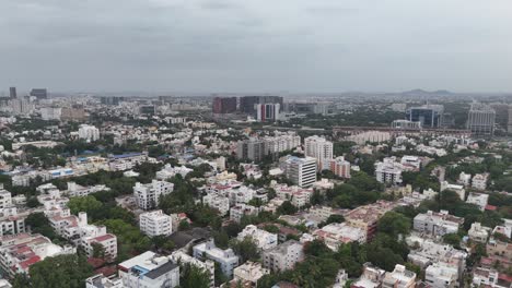 wide drone view of tidel park it hub with heavy traffic on adjacent roads